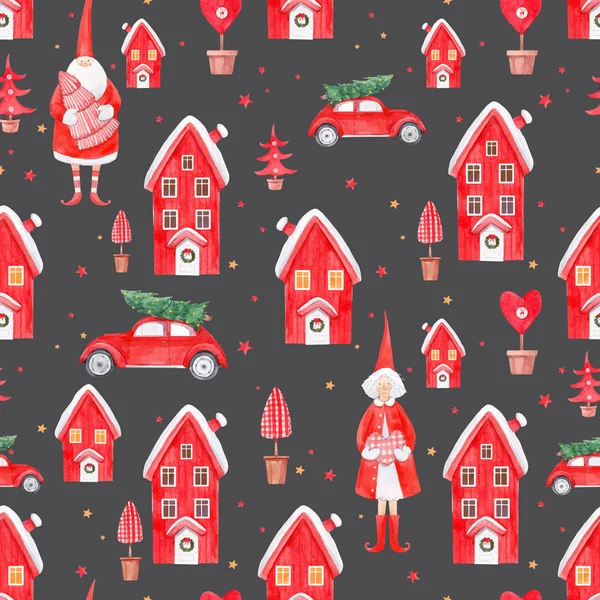 Jolie aquarelle motif vectoriel de Noël — Image vectorielle
