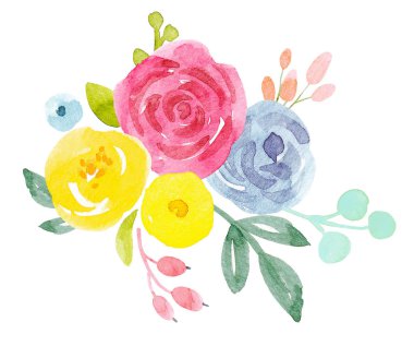 suluboya soyut çiçek kompozisyon