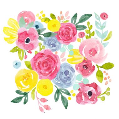 suluboya soyut çiçek kompozisyon