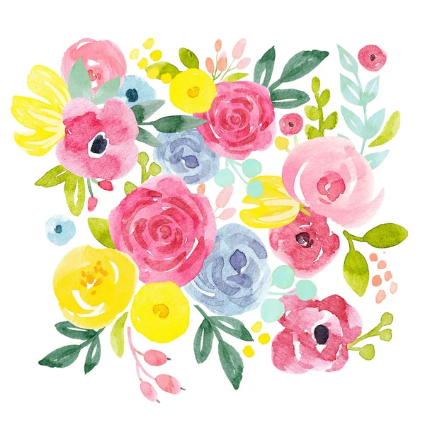 suluboya soyut çiçek kompozisyon