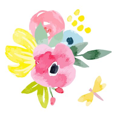 suluboya soyut çiçek kompozisyon