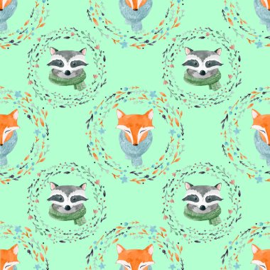 Suluboya sevimli hayvan vektör desen