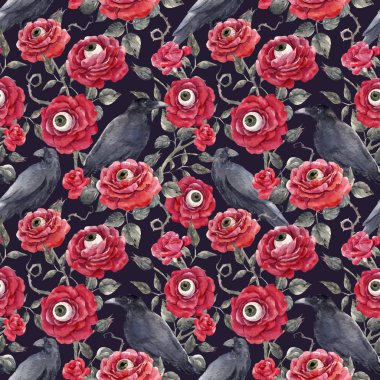 Suluboya çiçek Cadılar Bayramı vektör desen