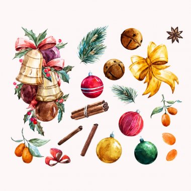 Sulu Boya Noel vektör ayarla