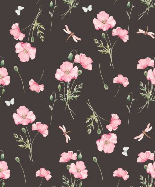 Suluboya çiçek vektör desen