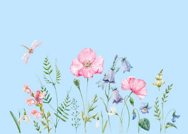 Composição vetorial floral aquarela — Vetor de Stock