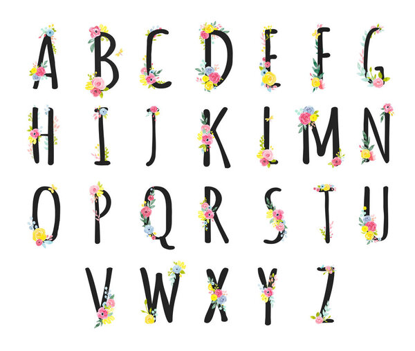 Watercolor roman alphabet capital letters