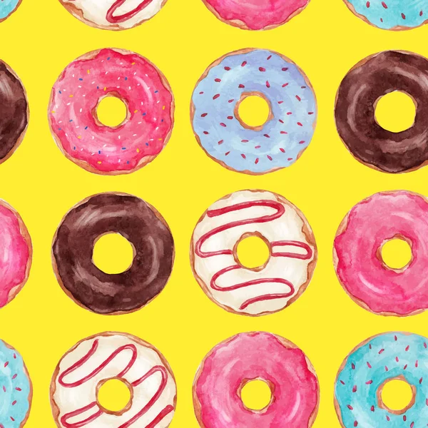 Suluboya lezzetli donuts vektör desen