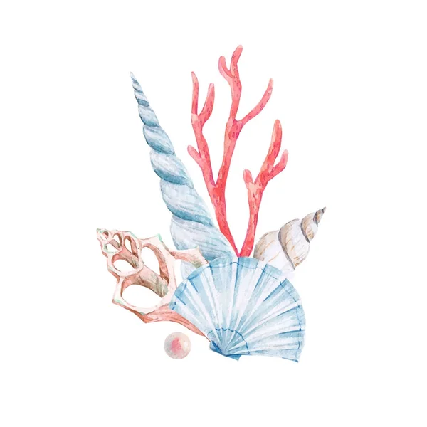 Composition vectorielle de corail aquarelle — Image vectorielle