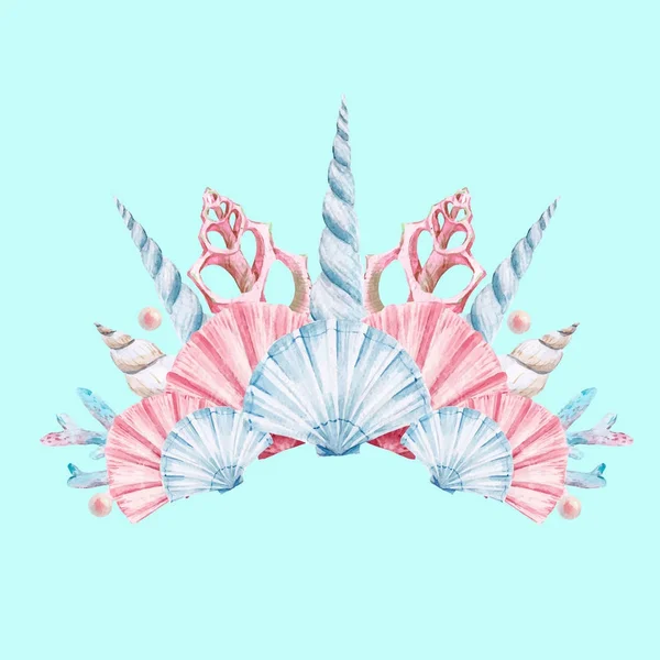 Couronne vectorielle de corail aquarelle — Image vectorielle