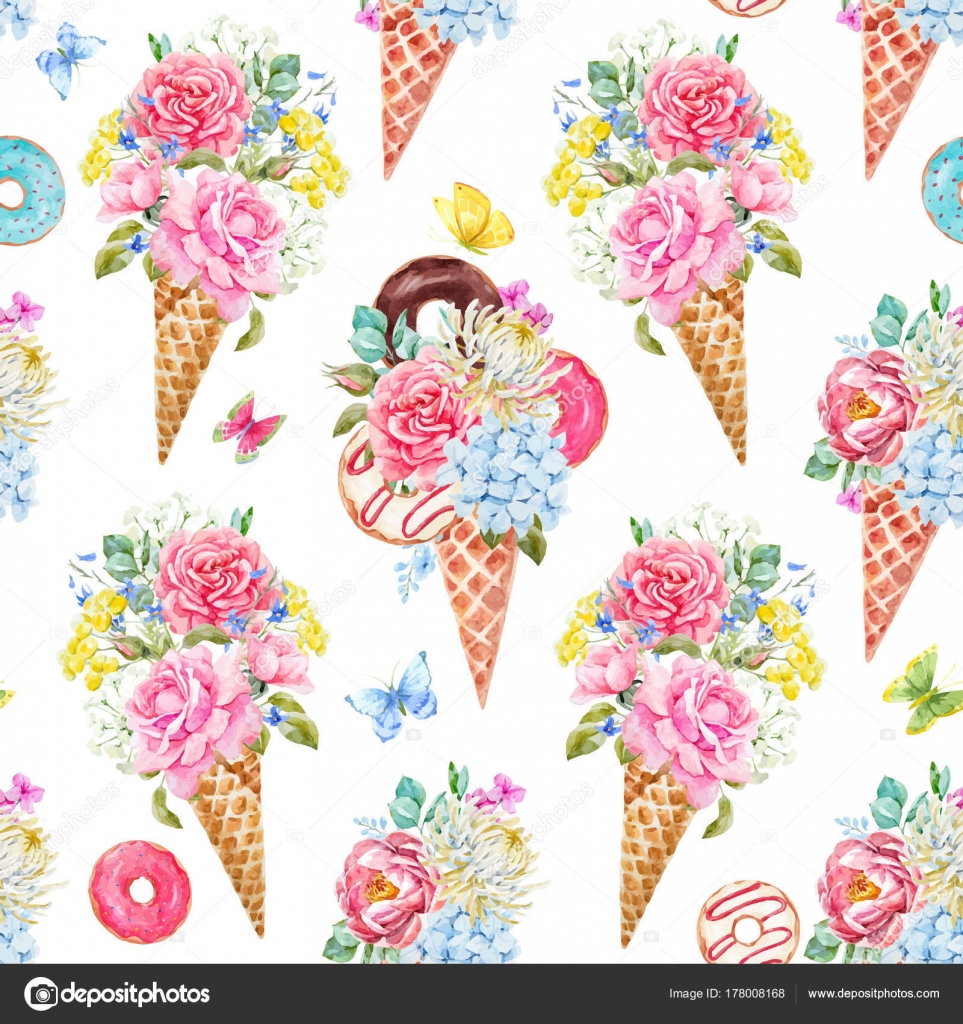 Download Watercolor floral vector pattern — Stock Vector © ZeninaAsya #178008168