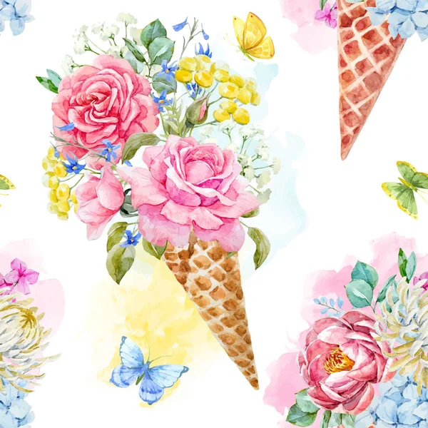 Aquarelle motif vecteur floral — Image vectorielle