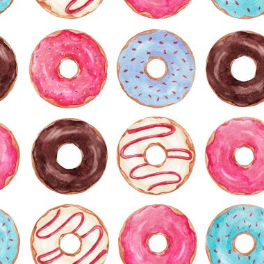 Suluboya lezzetli donuts desen