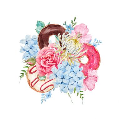 Suluboya çiçek kompozisyon