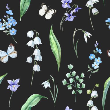 Suluboya bahar çiçek desenli