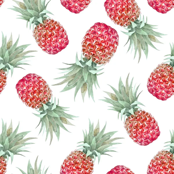 Akwarela ananas tropikalny wzór — Zdjęcie stockowe