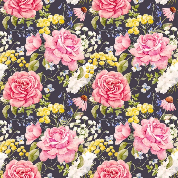 Suluboya gül seamless modeli