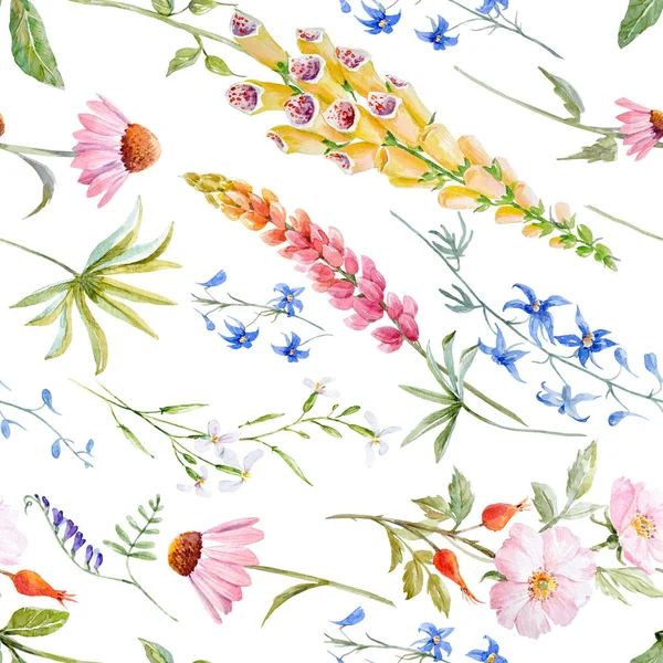수채화 꽃 여름 패턴 — 스톡 사진