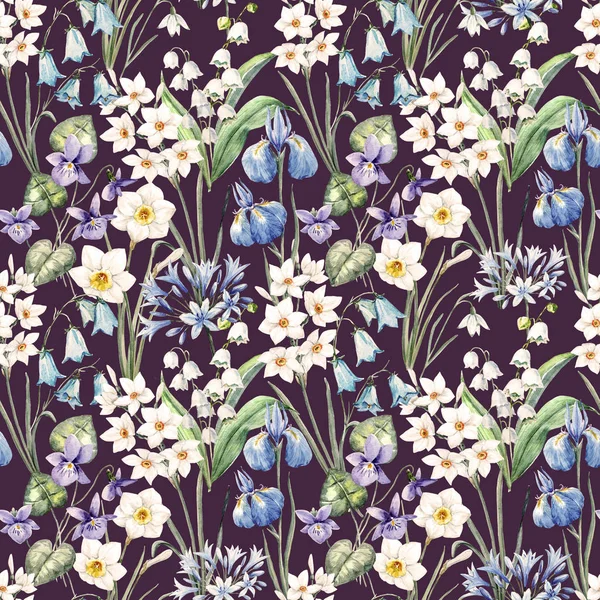 Watercolor spring floral pattern — Stock Photo, Image