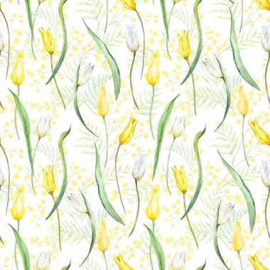 Sulu Boya Lale vektör desen