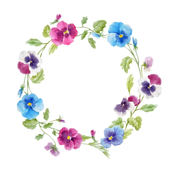 Ghirlanda vettoriale di fiori viola acquerello — Vettoriale Stock