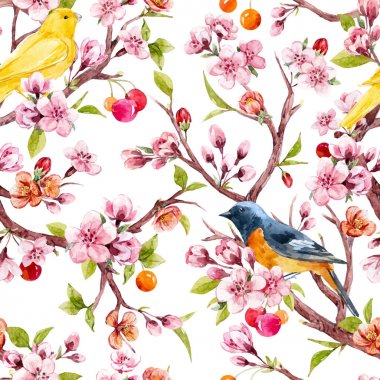 Suluboya bahar çiçek vektör desen