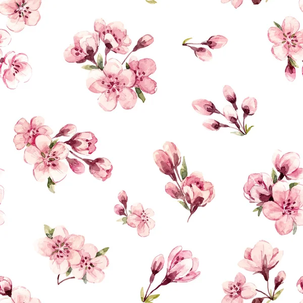 Patrón vectorial floral de primavera acuarela — Vector de stock