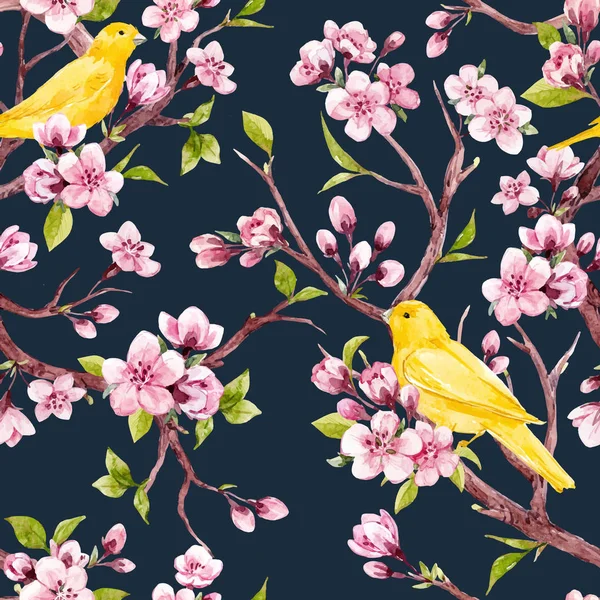 Aquarelle printemps motif vecteur floral — Image vectorielle