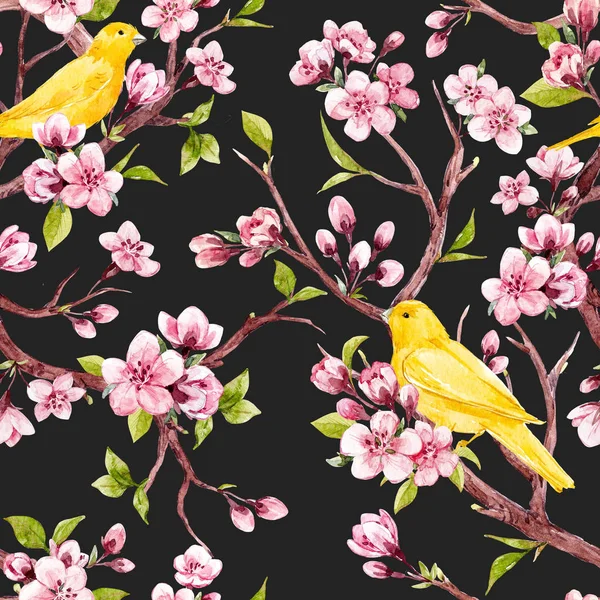 Watercolor spring floral pattern — Stock Photo, Image