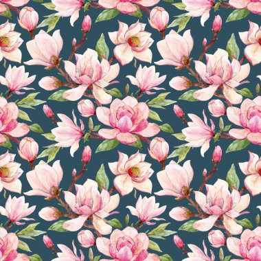 Suluboya Manolya çiçek vektör desen