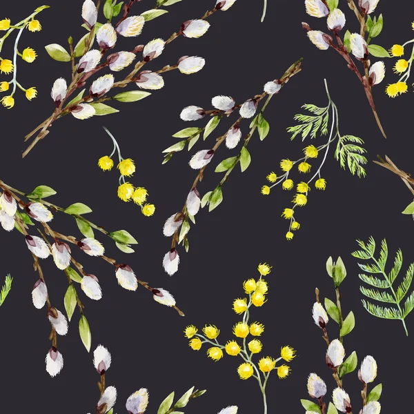 水彩矢量柳树图案 — 图库矢量图片