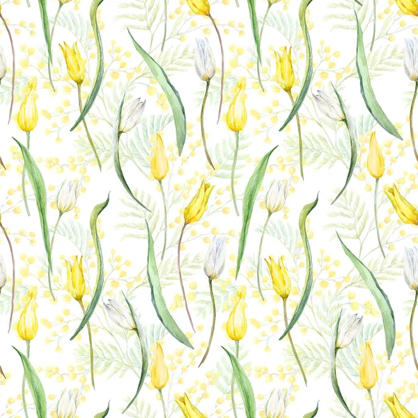 Watercolor tulip pattern — Stock Photo, Image