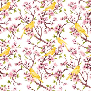 Suluboya bahar çiçek desenli