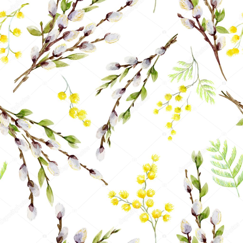 Watercolor vector willow tree pattern