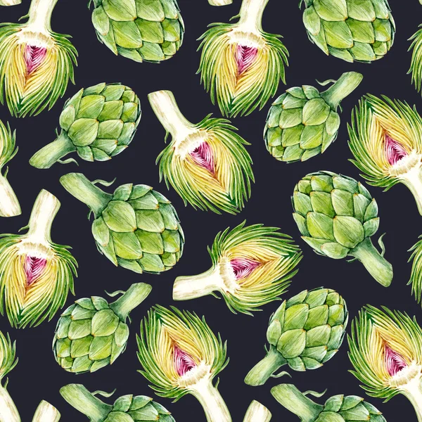 Watercolor artichoke pattern — Stock Photo, Image