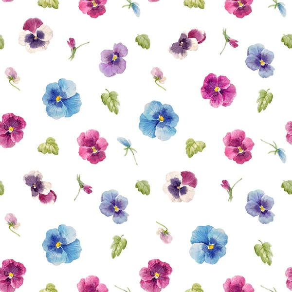 Watercolor pansy flower pattern — Stock Photo, Image