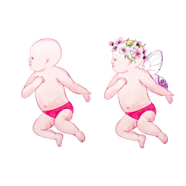 Aquarell Baby Vektor Illustration — Stockvektor