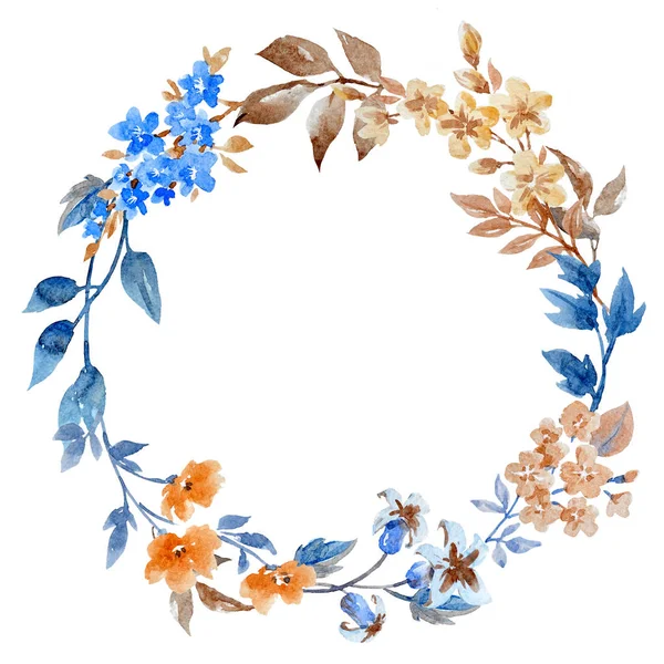 Watercolor floral winter wreath — Stock Photo, Image