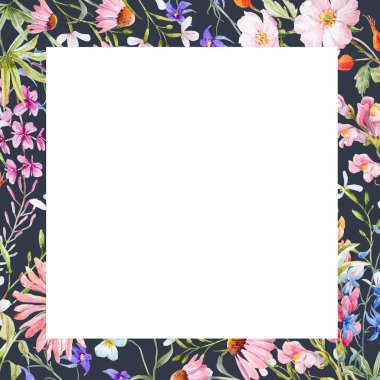 suluboya çiçek çerçevesi