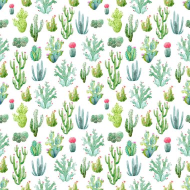 Suluboya kaktüs desen