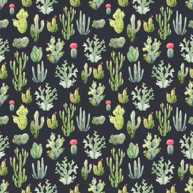 Suluboya kaktüs desen