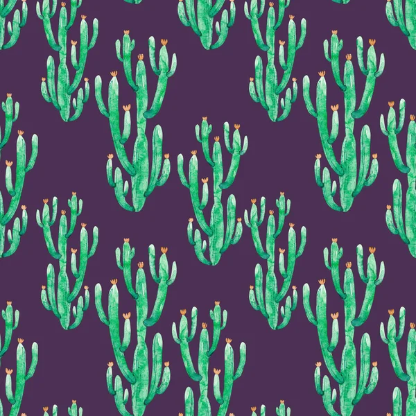 Watercolor cactus pattern — Stock Photo, Image