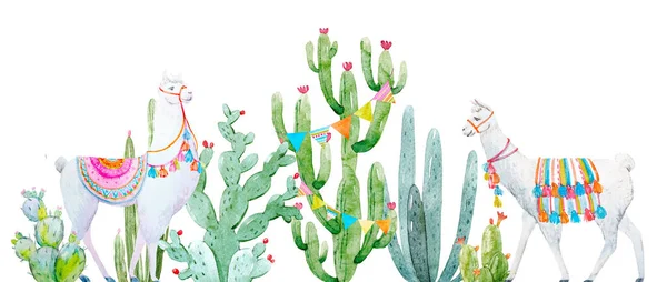 Akvarell cactus sammansättning — Stockfoto