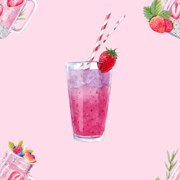 Akwarela smoothie wektor wzór — Wektor stockowy