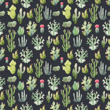 Suluboya kaktüs vektör desen