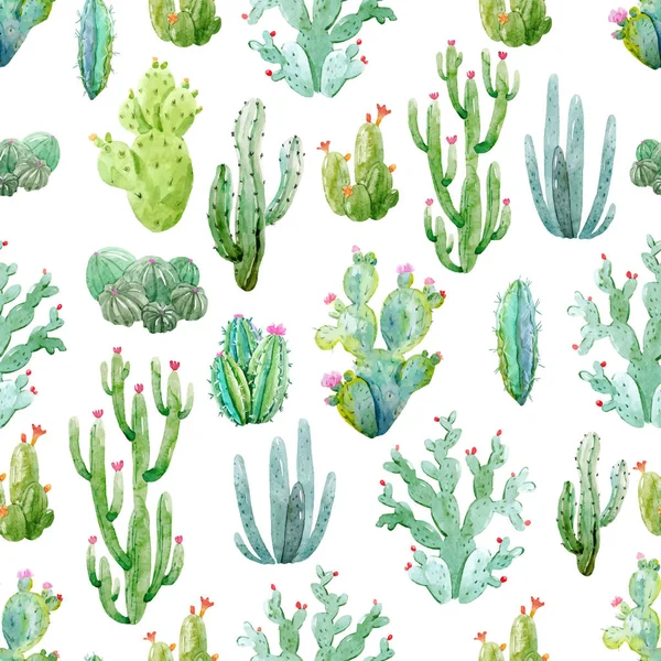 Aquarel cactus vector patroon — Stockvector