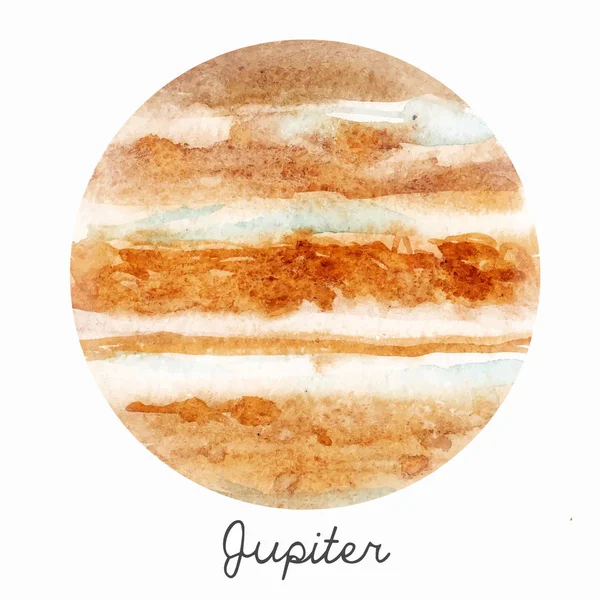 Watercolor Jupiter planet vector illustration — Stock Vector