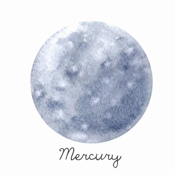Akvarelu Merkur planeta vektorové ilustrace — Stockový vektor