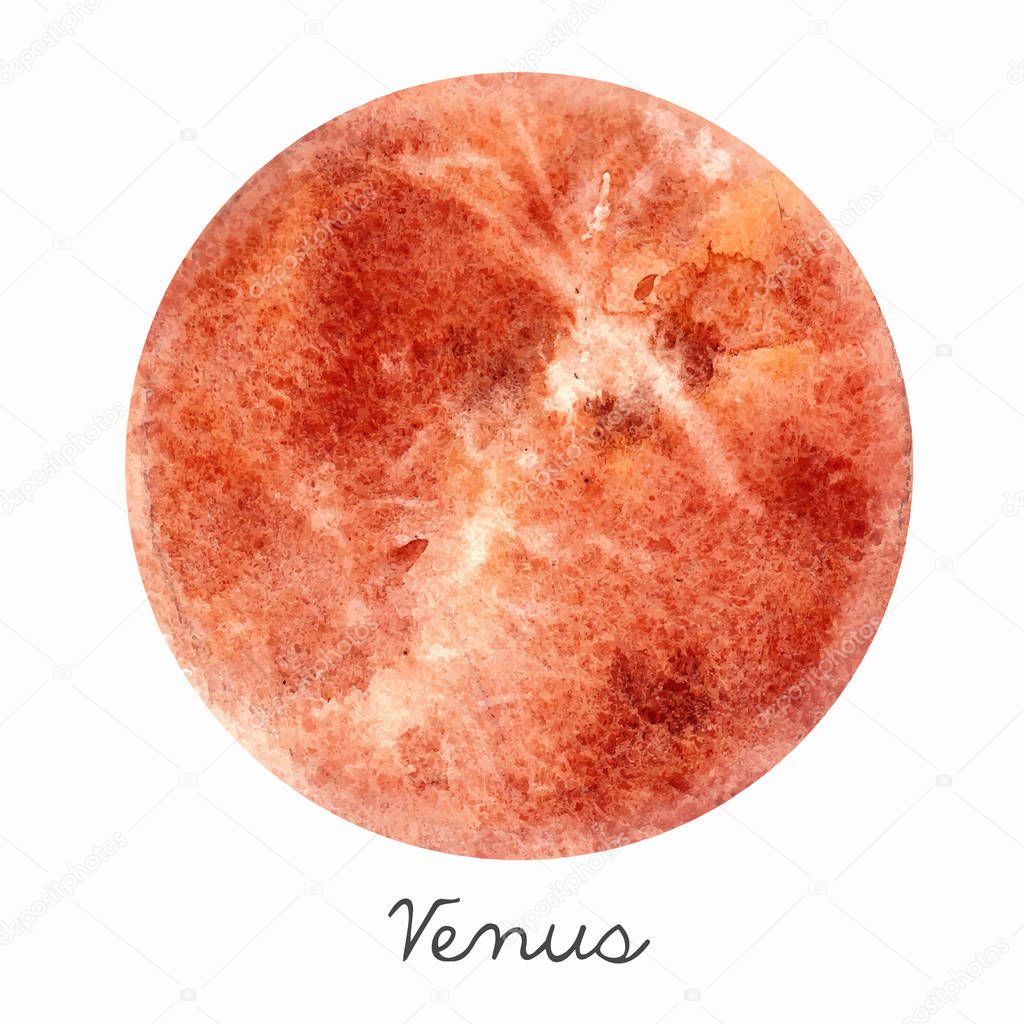 Watercolor Venus planet vector illustration