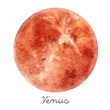 Watercolor Venus planet illustration clipart